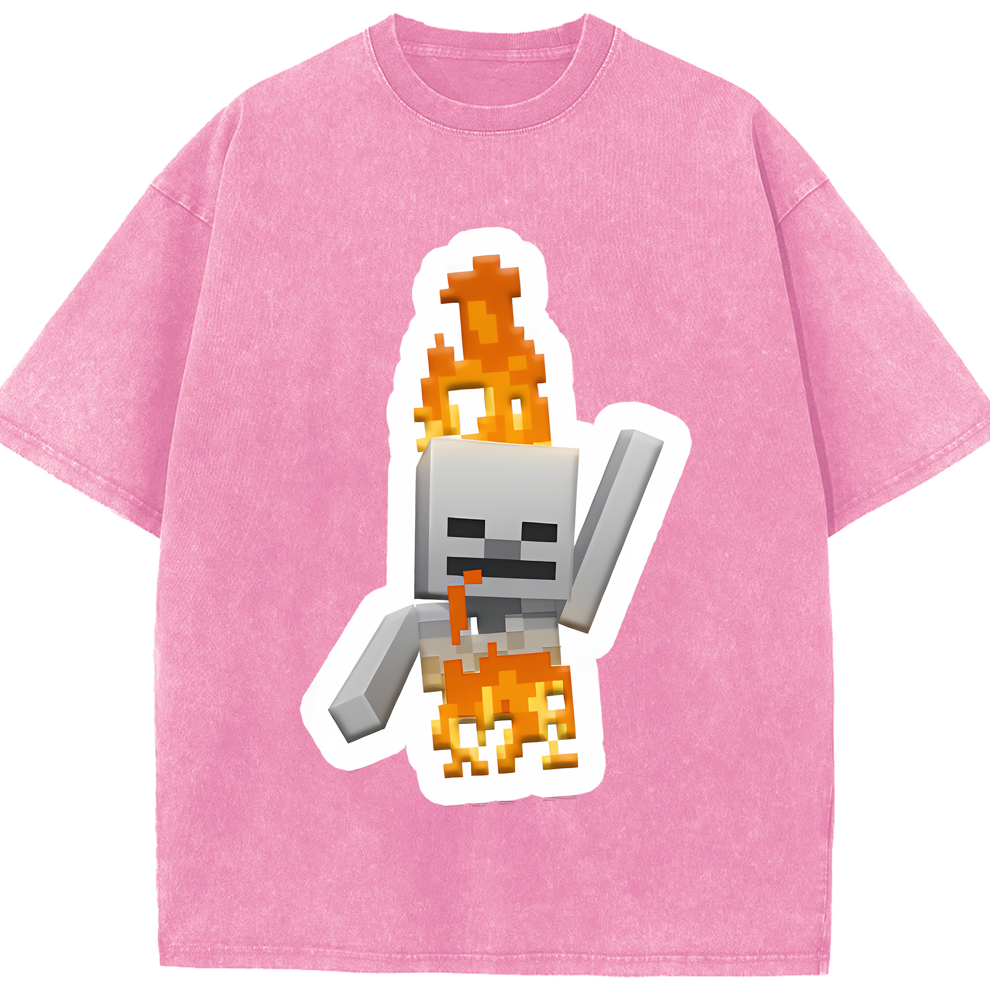 （画像用） マインクラフト ブロックの世界 Minecraft MC Block world 綿100% ヴィンテージ風 半袖Tシャツ（フロントプリント）